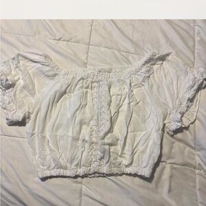 Ocean Drive White Off-Shoulder Crop Top